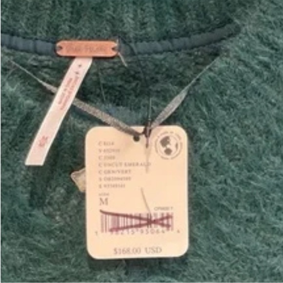 2758. FREE PEOPLE Celeste Cardi in Uncut Emerald Sz XS NWOT $168 - Picture 5 of 9